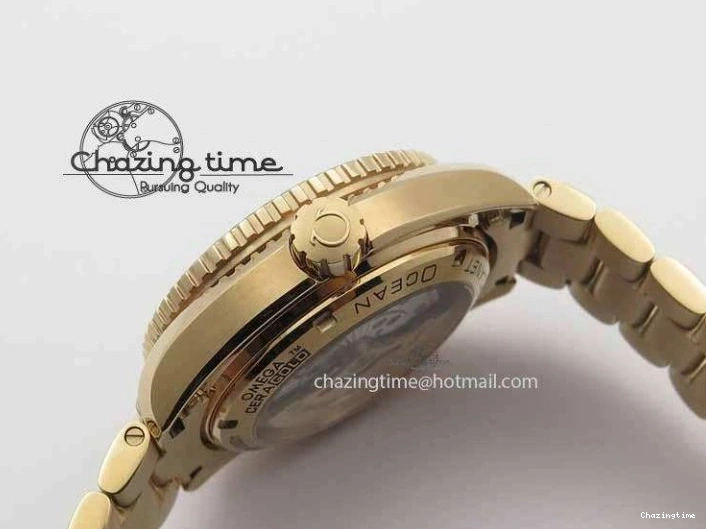 1221 Efficient Planet Ocean GMT 43.5mm RG V6F 1:1 Best Edition Black Dial On RG Bracelet A 8182